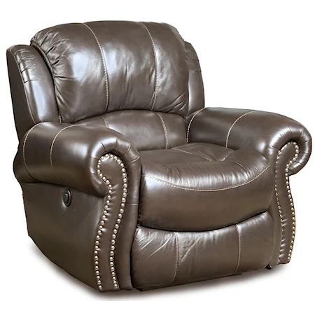 Glider Recliner with Rolled Arms and Nailhead Trim